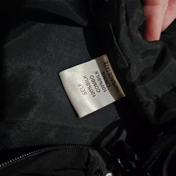 OC by Oleg Cassini ✦ Silk Cocktail Dress ✦ Crystal Lace-Up Drop Waist Black 2 - Picture 14 of 17